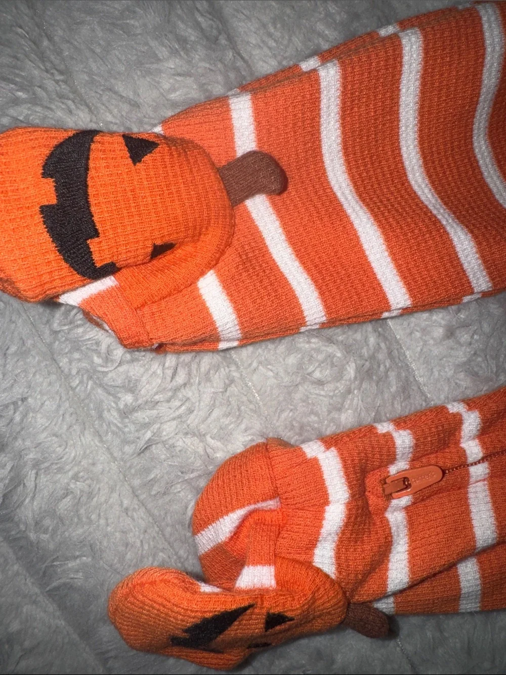 Carter's Orange & White Striped Pumpkin Footed Pajamas